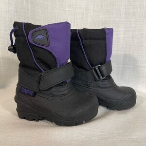 Purple and Black Kids' Snow Boots